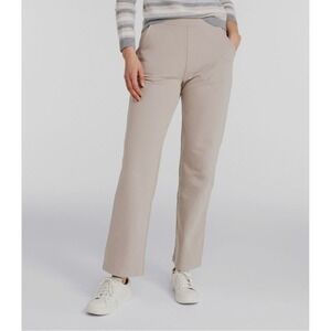 LL Bean Perfect Fit Straight Leg Pants Womens Medium Beige High Rise Stretch NWT